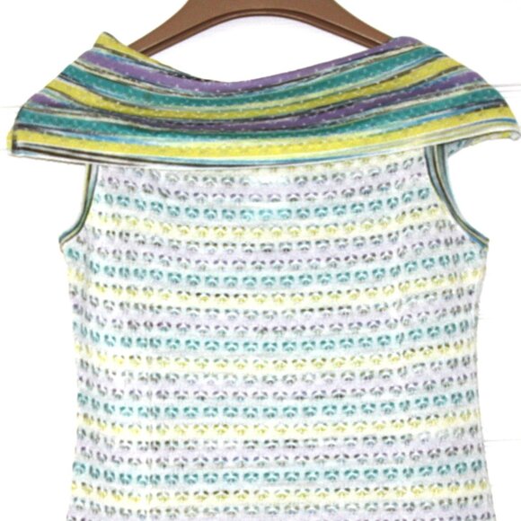 MISSONI Reversible Knit Top Sleeveless Sweater Cowl Neck Multicolor Stripe EU 38 - Picture 13 of 13